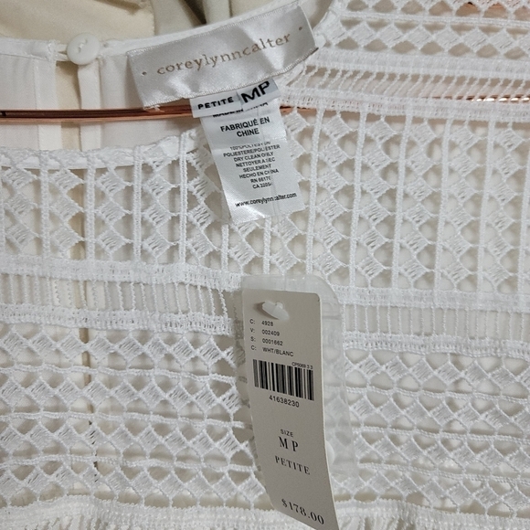 NWT Corey Lynn Calter White Dawn Lace Swing Dress MP Trumpet Sleeves Tencel - Picture 13 of 16